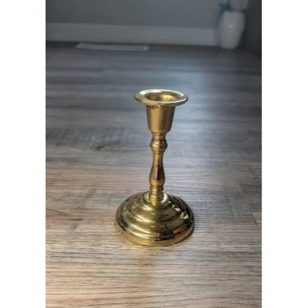 Vintage Solid Brass Candlestick Holder 5” Heavy Classic Design